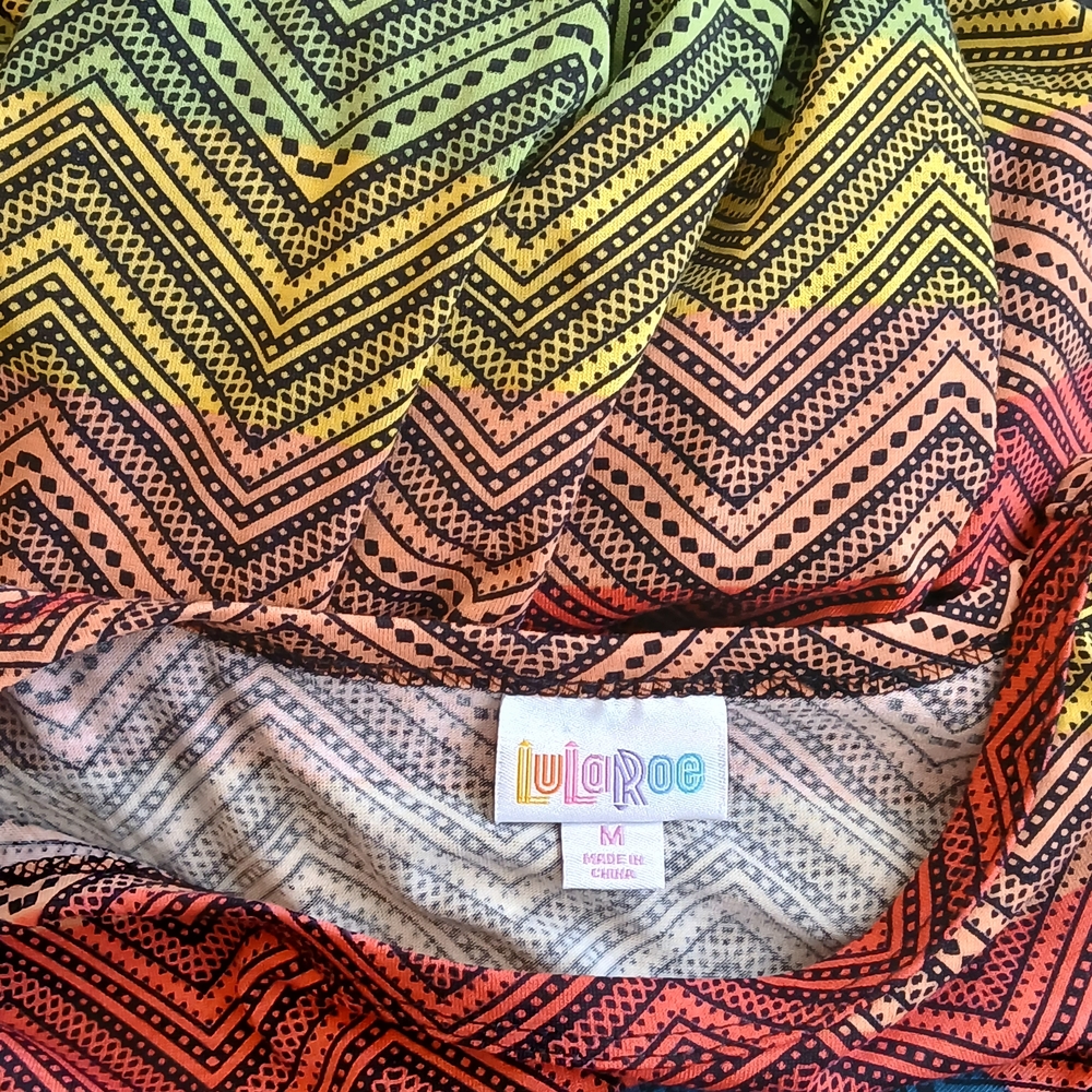 LuLaRoe Multicolor Carly Dress with Chevron Stripes Size Medium - Picture 4 of 4